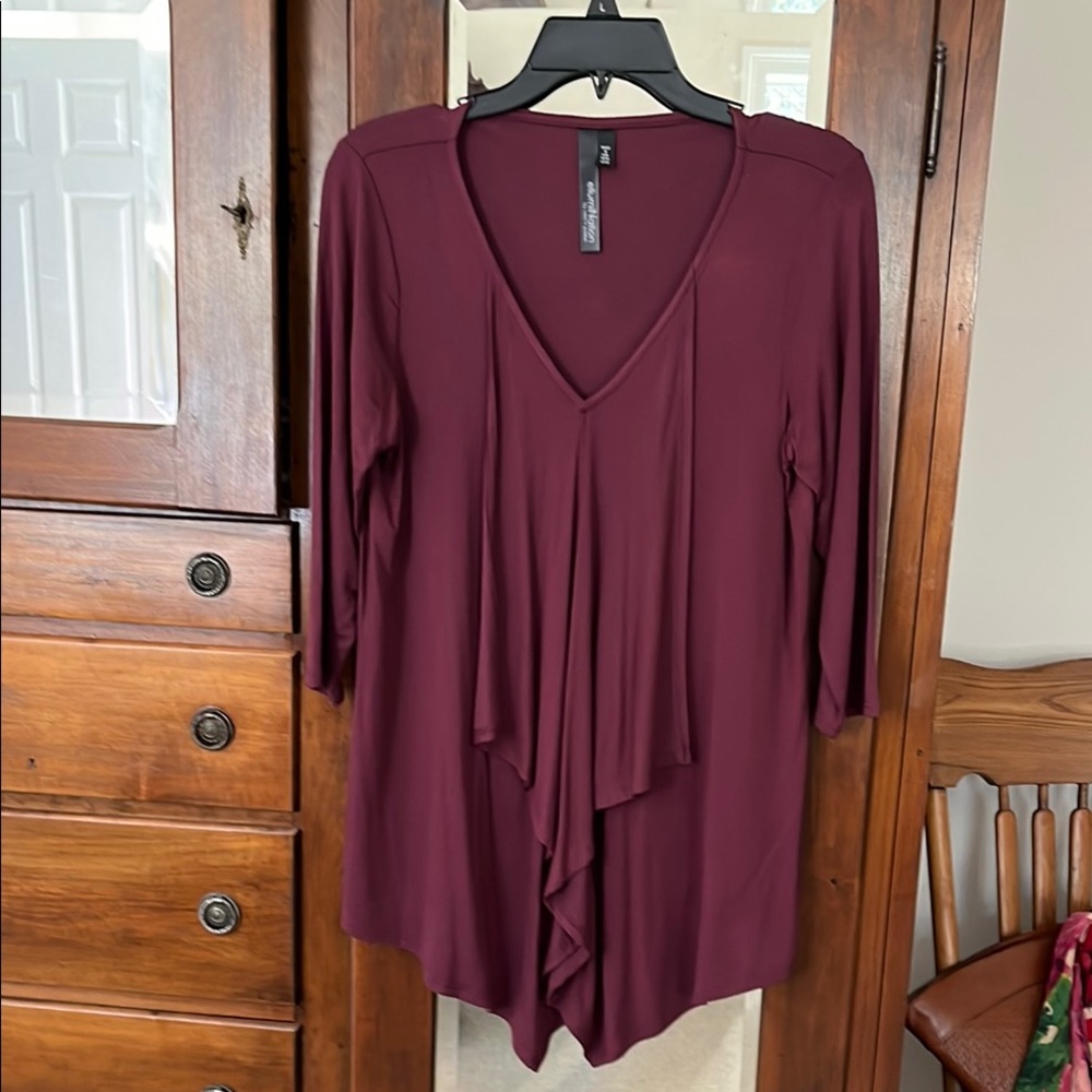 Soft Feel Long Flowy Burgundy Top